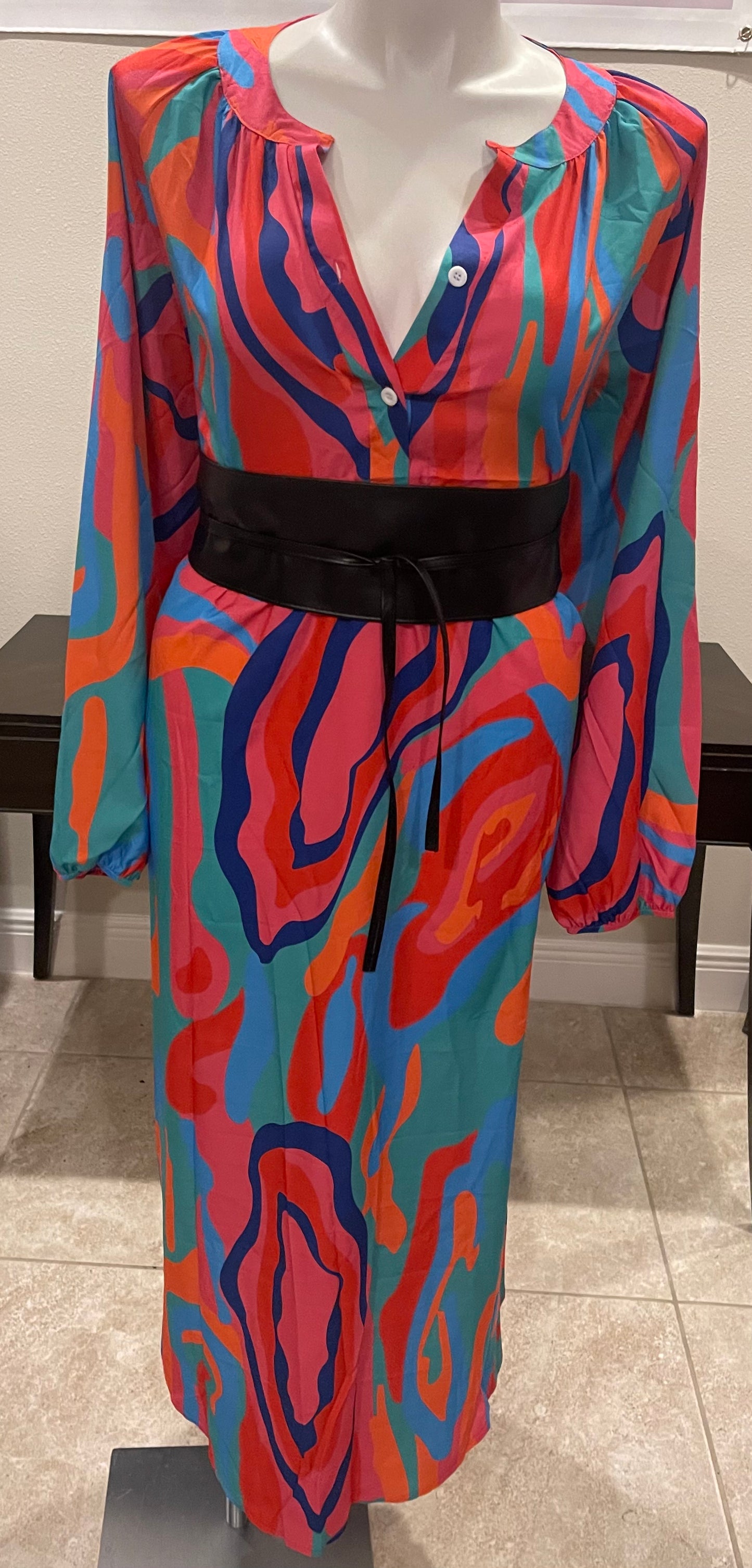 Multi Colored Shirt Dress Sz 2X