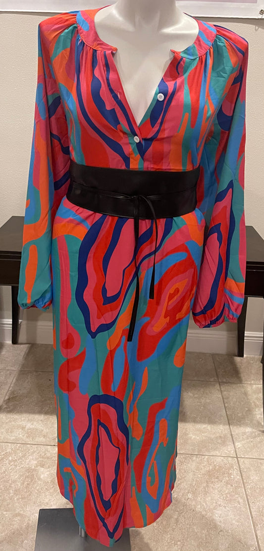 Multi Colored Shirt Dress Sz 2X