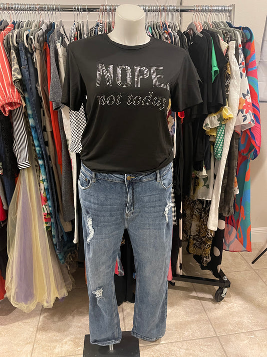 Nope Not Today Bling Graphc T Sz XL