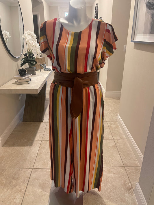 MultiColored Stripped Jumpsuit Curvy Sz 2X (1X)