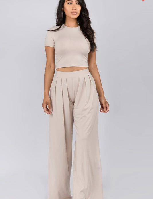 Palazzo Pants Lounging Set w/ Crop top